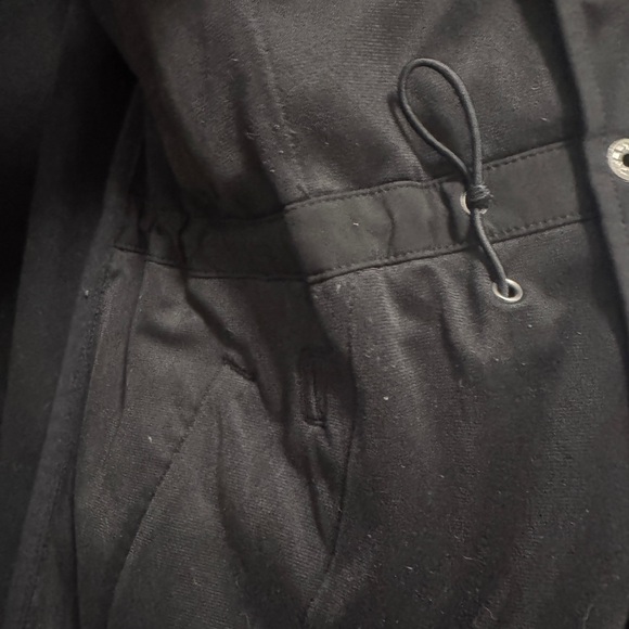 Athleta Heavy Black Trench Coat Size Medium - Picture 4 of 7